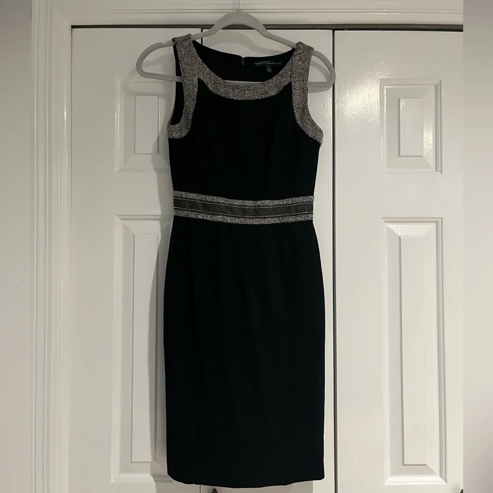 WHITE HOUSE BLACK MARKET MIDI BLACK DRESS - Picture 1 of 9